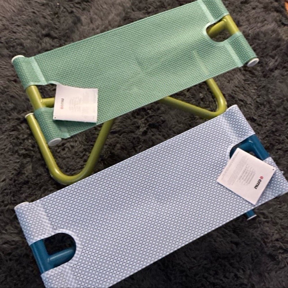 EMU Snooze Steel Folding Outdoor Ottomans in Green / Mint & Blue / Sky Blue